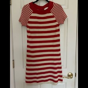 Kate Spade Red/Cream Stripe Knit Slip Dress with Gold Buttons, Size S, P…